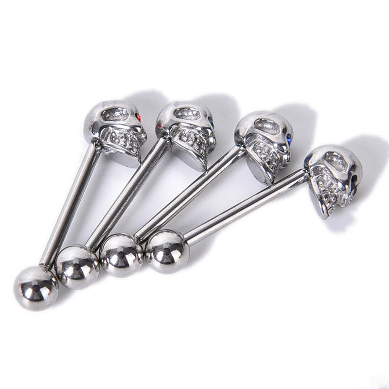 Gem Punk Skull Tongue Ring – Bold Stainless Steel Body Jewelry