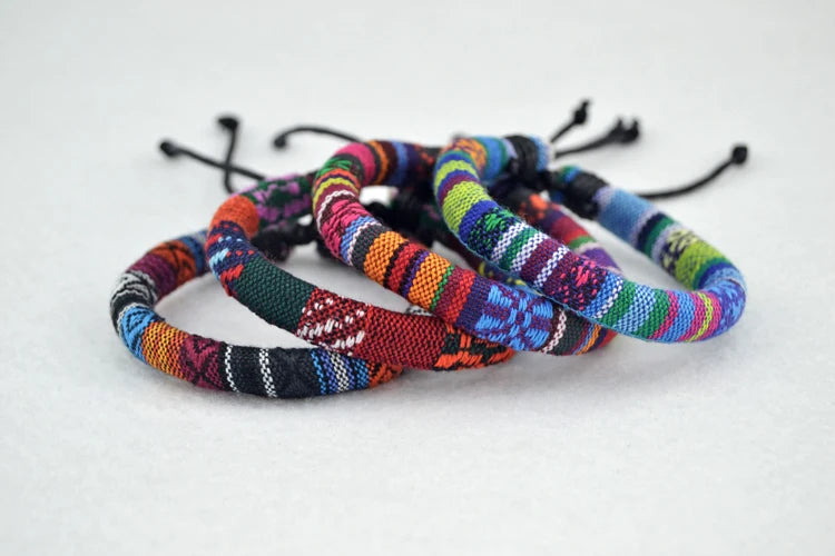 Cotton & Linen Charm Bracelets – Ethnic Style Adjustable Rope Bracelet