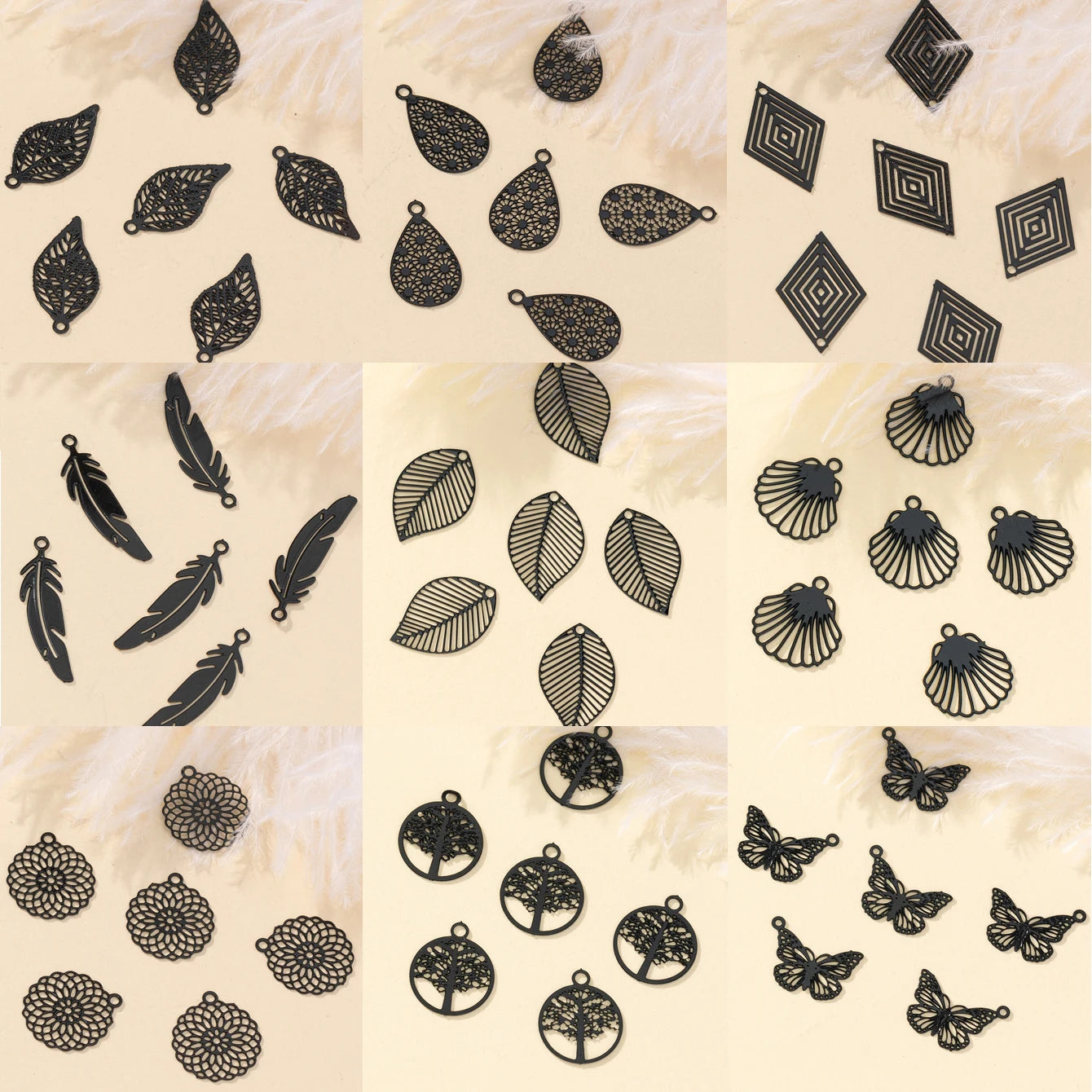Black Filigree Charms – Elegant Stainless Steel Crafting Essentials