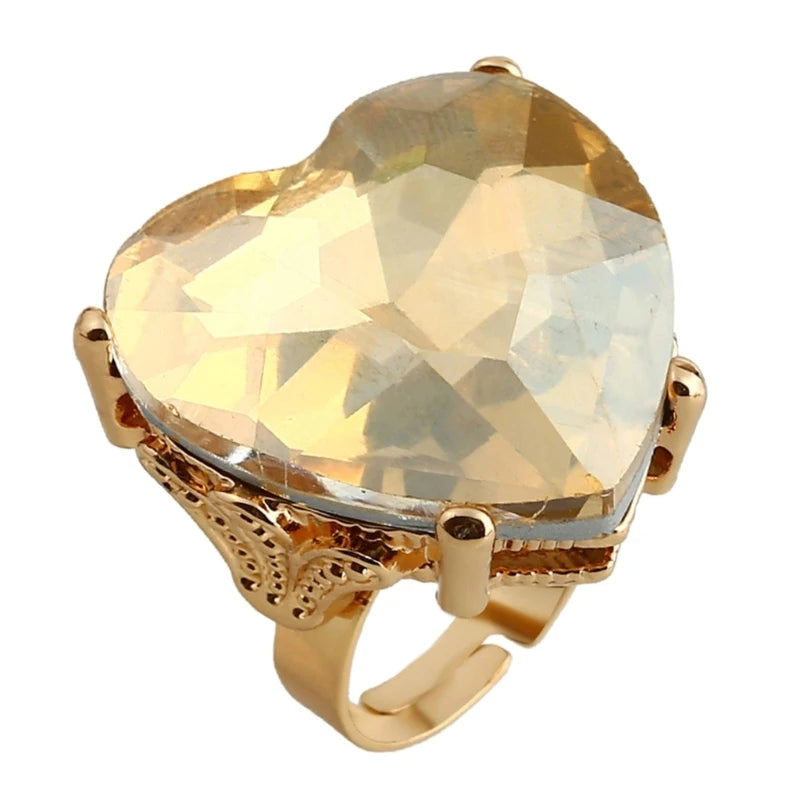 Heart Shaped Dating Rings – Adjustable Boho Alloy Couple & Party Rings