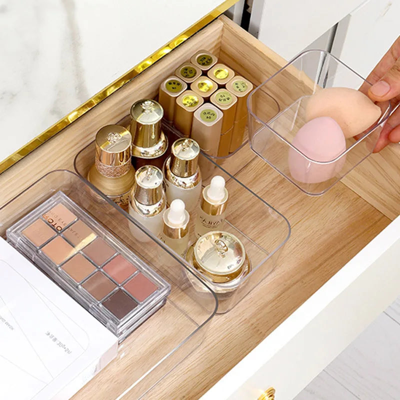 Clear Drawer Organizer Boxes – Transparent Plastic Storage Bins for Home & Offic