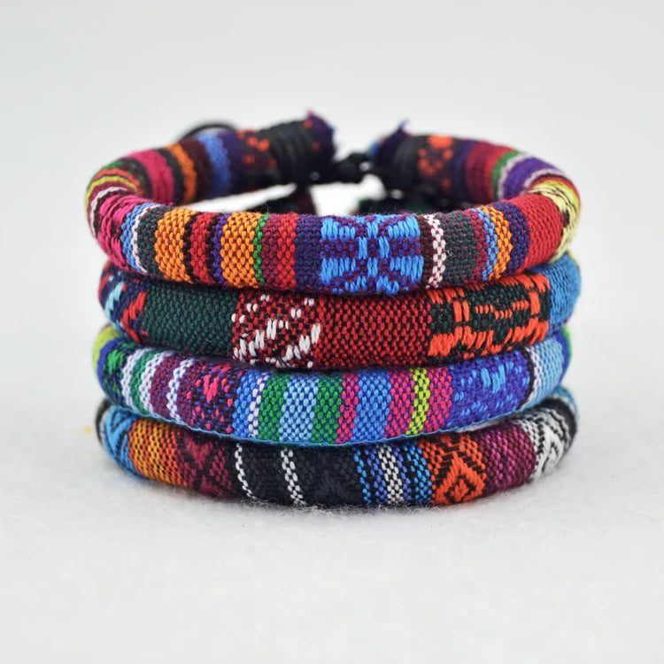 Cotton & Linen Charm Bracelets – Ethnic Style Adjustable Rope Bracelet