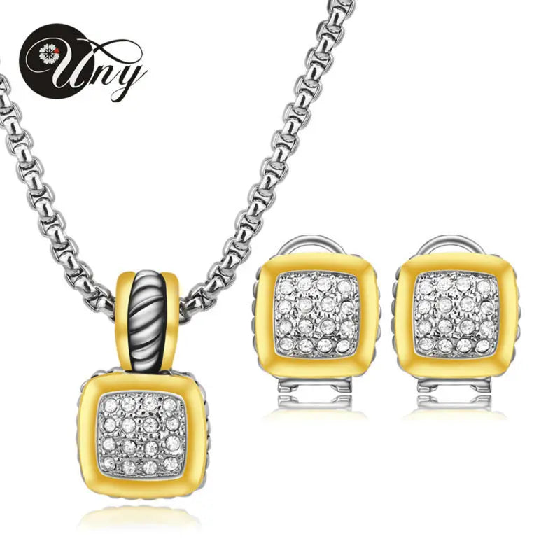 Fashion Delicate Tone-Plated Jewelry Set – Elegant Necklace & Earrings Combo