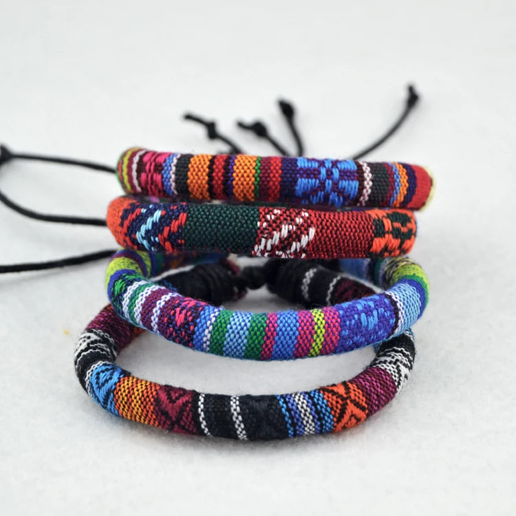 Cotton & Linen Charm Bracelets – Ethnic Style Adjustable Rope Bracelet