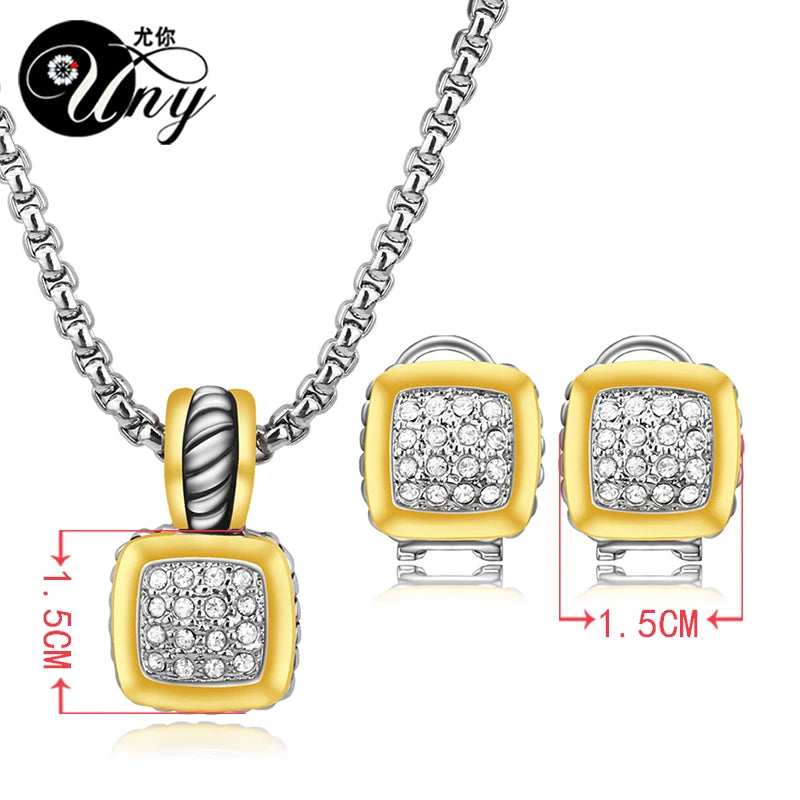 Fashion Delicate Tone-Plated Jewelry Set – Elegant Necklace & Earrings Combo