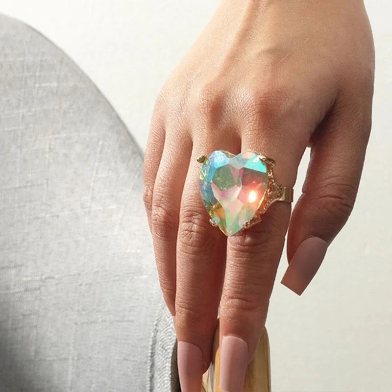 Heart Shaped Dating Rings – Adjustable Boho Alloy Couple & Party Rings