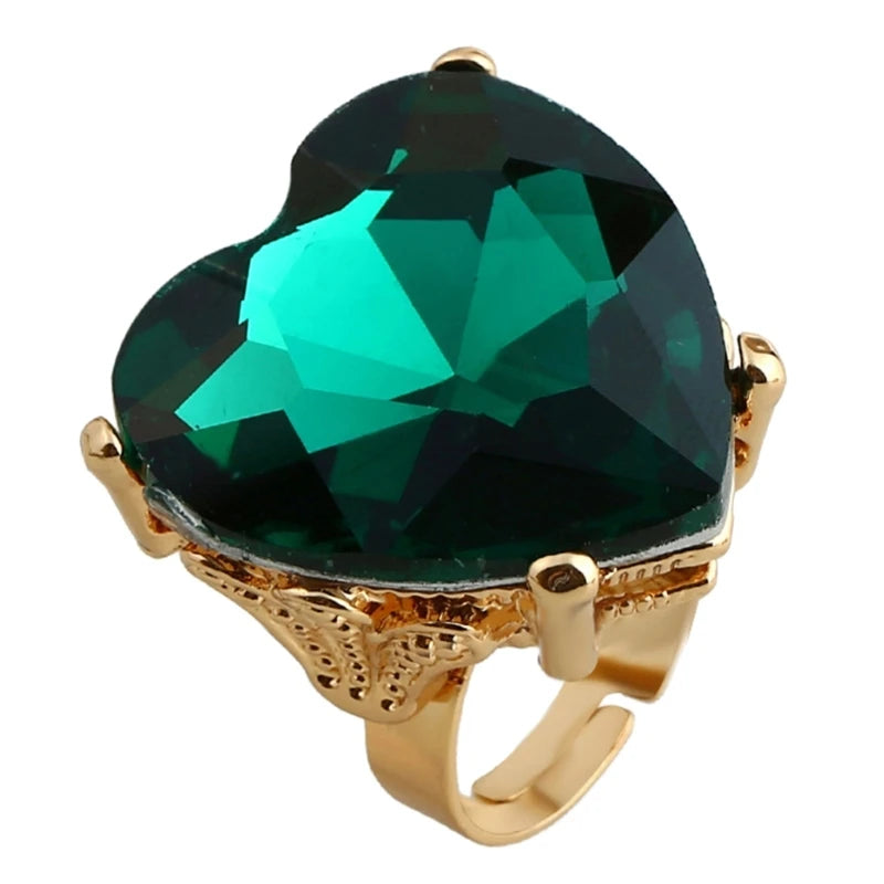 Heart Shaped Dating Rings – Adjustable Boho Alloy Couple & Party Rings