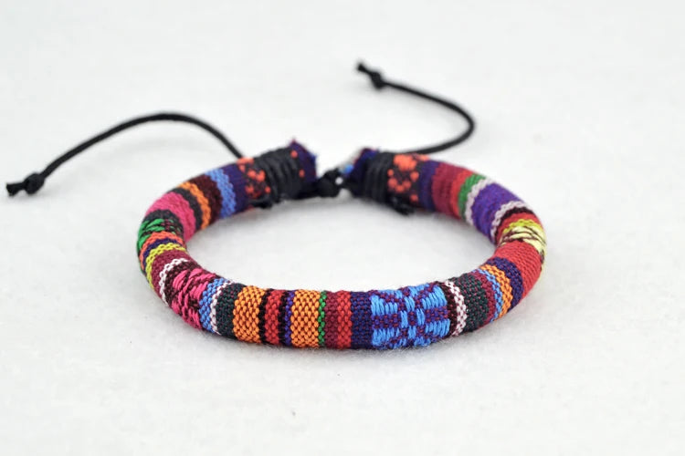Cotton & Linen Charm Bracelets – Ethnic Style Adjustable Rope Bracelet