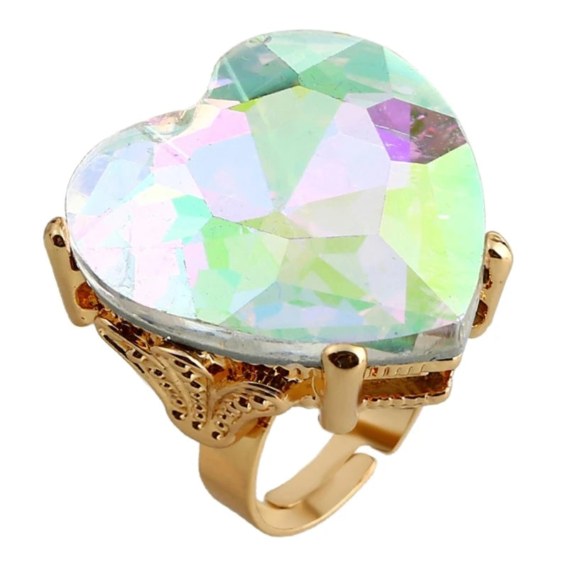 Heart Shaped Dating Rings – Adjustable Boho Alloy Couple & Party Rings