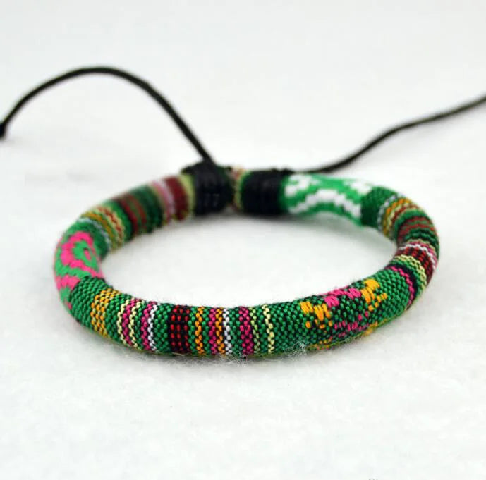 Cotton & Linen Charm Bracelets – Ethnic Style Adjustable Rope Bracelet