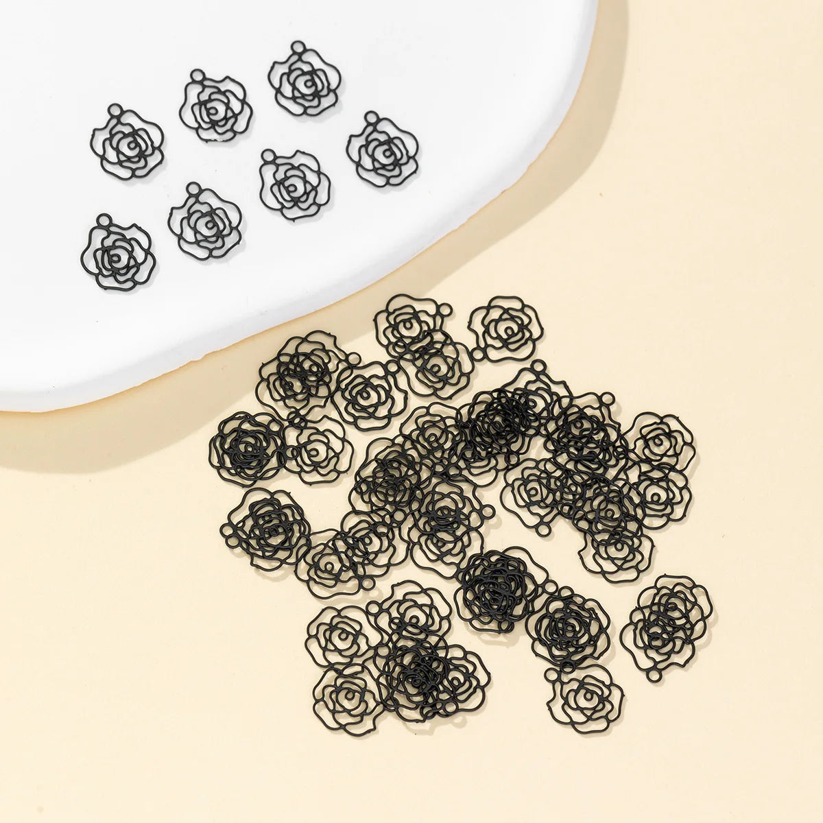 Black Filigree Charms – Elegant Stainless Steel Crafting Essentials