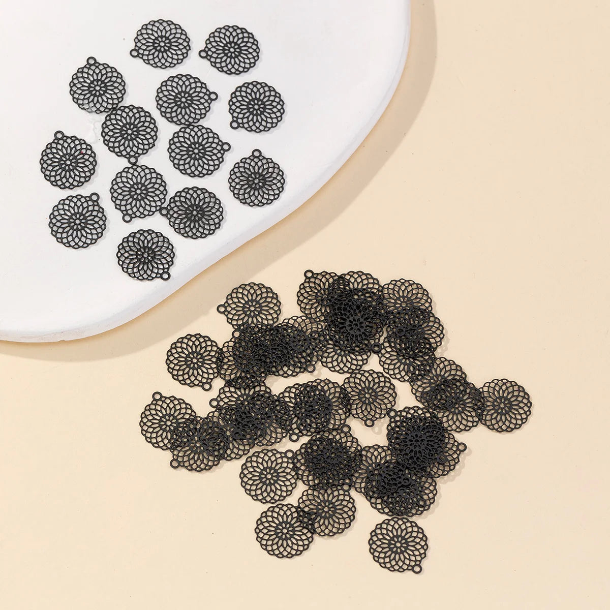 Black Filigree Charms – Elegant Stainless Steel Crafting Essentials