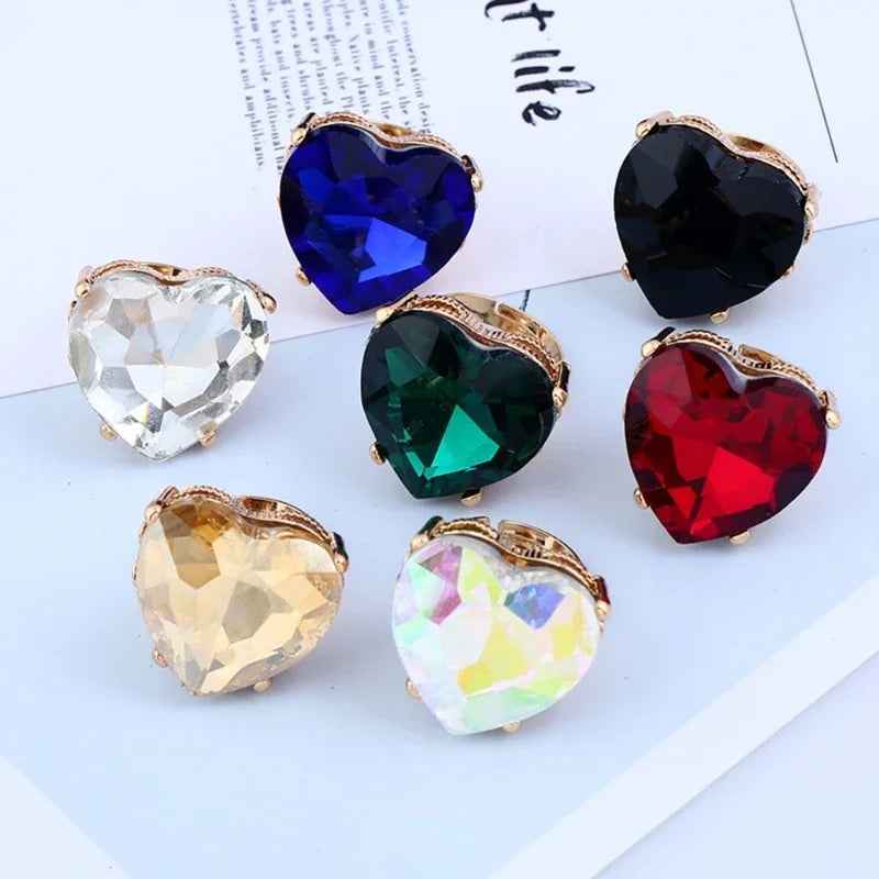 Heart Shaped Dating Rings – Adjustable Boho Alloy Couple & Party Rings