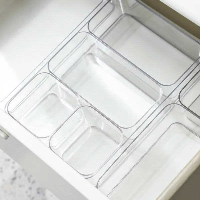 Clear Drawer Organizer Boxes – Transparent Plastic Storage Bins for Home & Offic