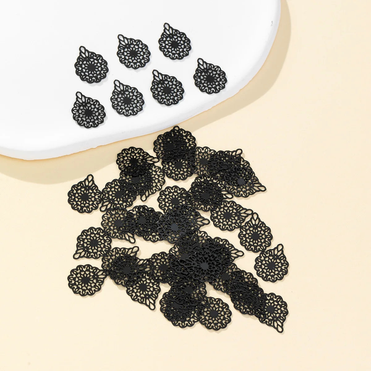 Black Filigree Charms – Elegant Stainless Steel Crafting Essentials