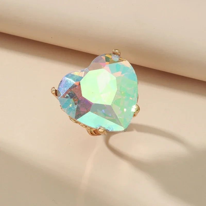 Heart Shaped Dating Rings – Adjustable Boho Alloy Couple & Party Rings